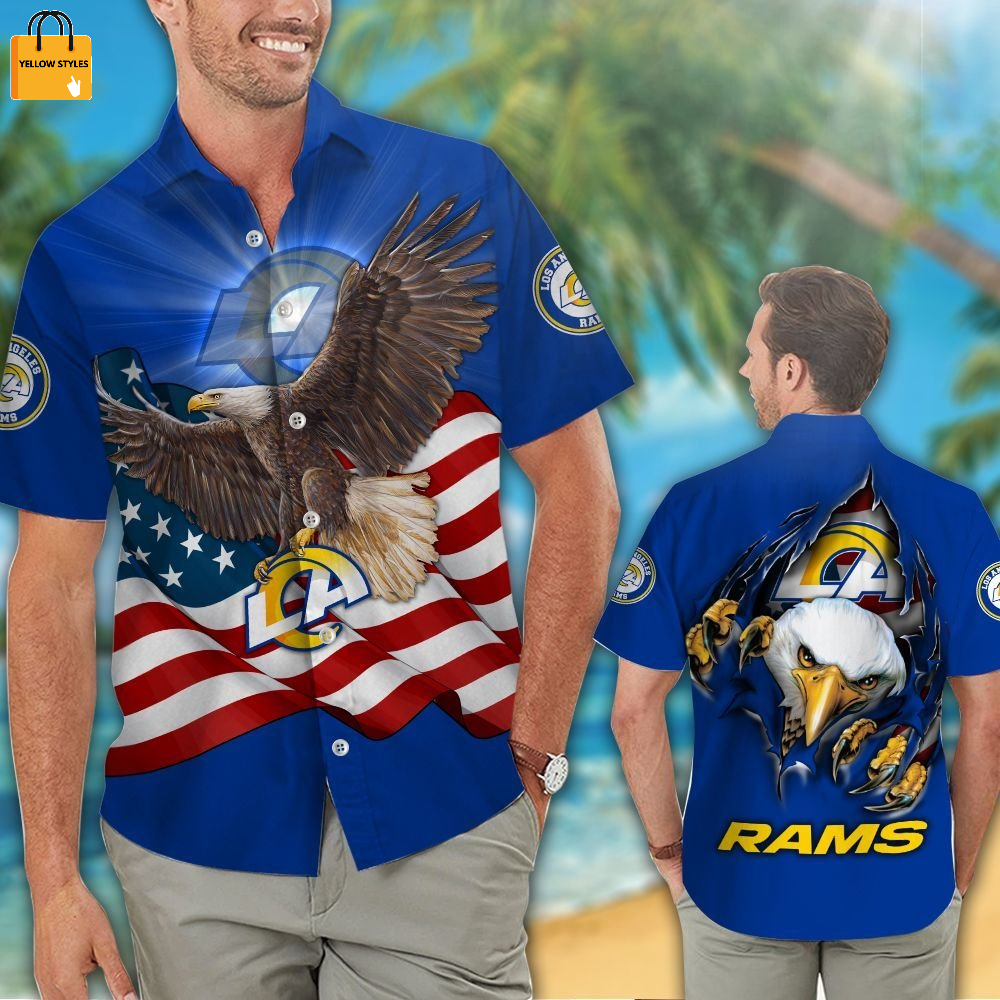 Los Angeles Chargers American Eagle NFL US Flag Hawaiian Shirts And Shorts