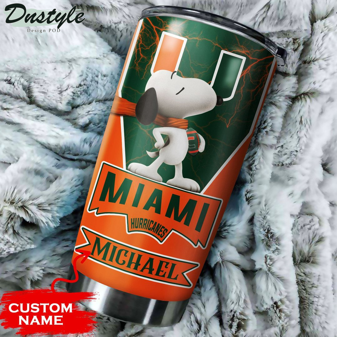 Personalized Miami Hurricanes Snoopy Tumbler