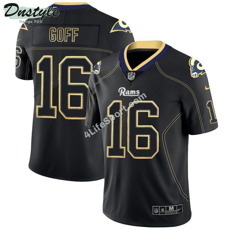 Jared Goff 16 Los Angeles Rams Black Gold Football Jersey