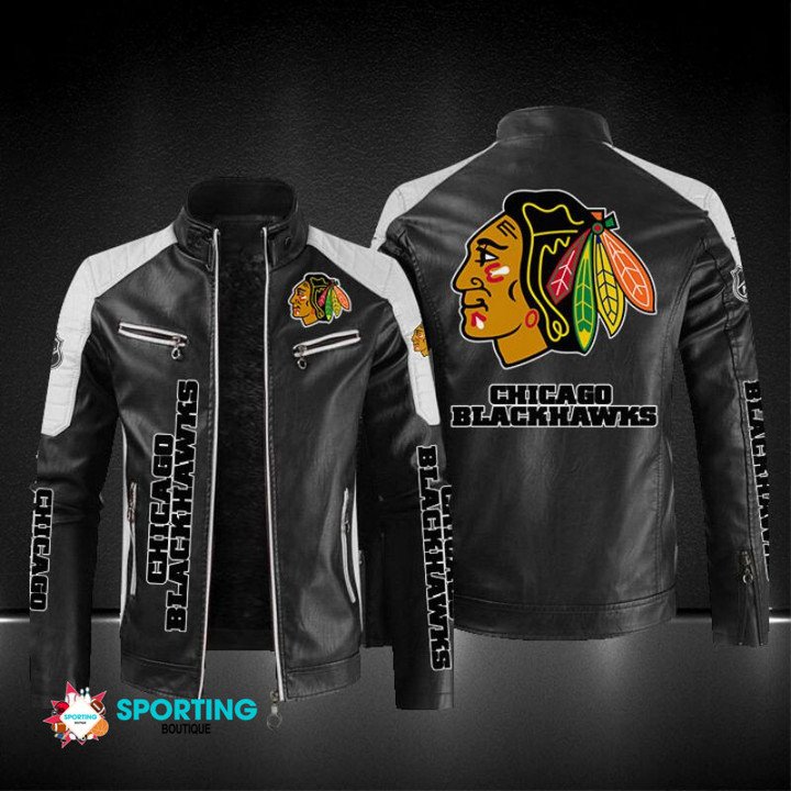Chicago Blackhawks Block Leather Jacket