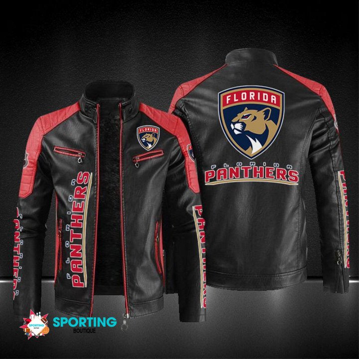 Florida Panthers Block Leather Jacket