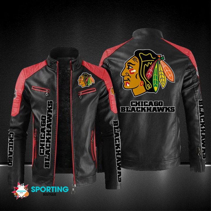 Chicago Blackhawks Block Leather Jacket