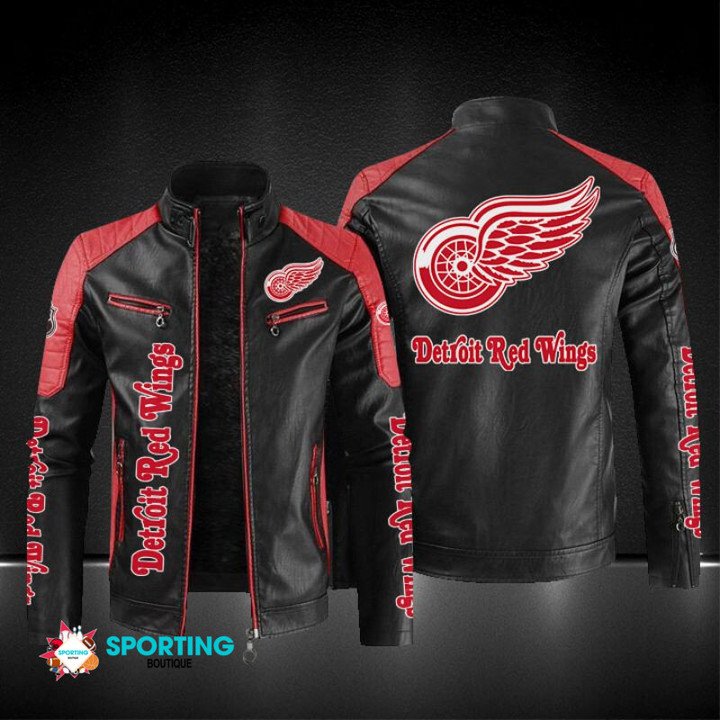 Detroit Red Wings Block Leather Jacket