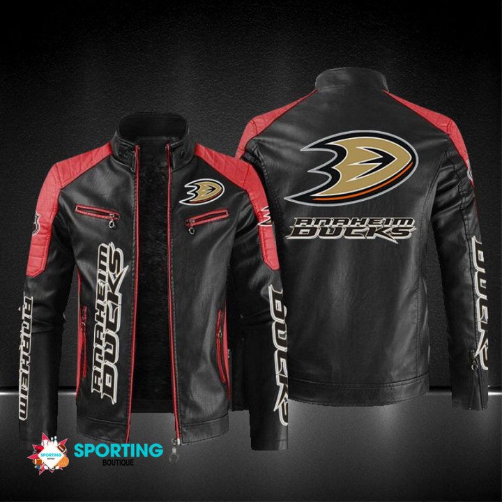 Anaheim Ducks Block Leather Jacket