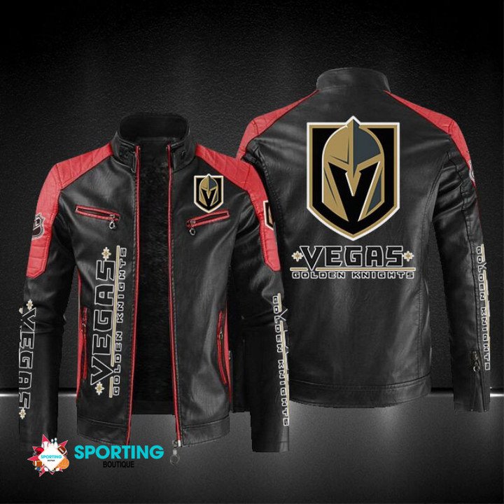 Vegas Golden Knights Block Leather Jacket