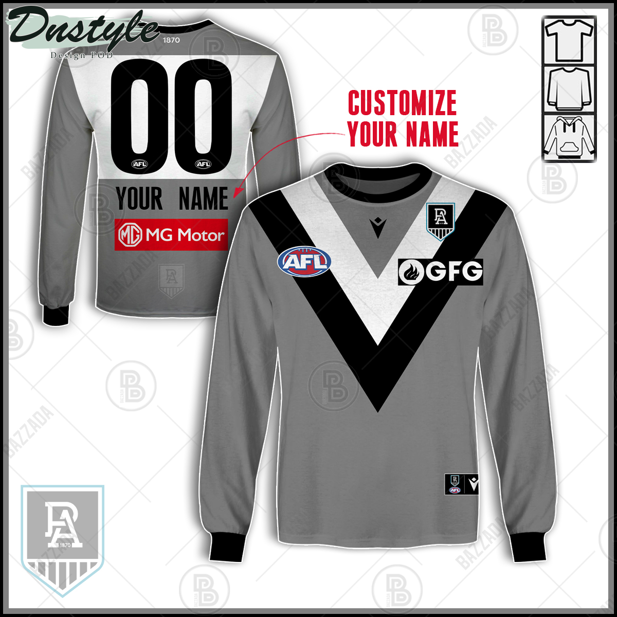Port Adelaide FC 2021 Vintage Custom Hoodie Tshirt