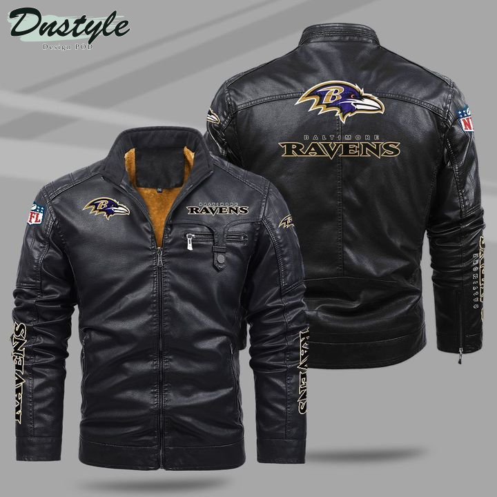 Baltimore Ravens Fleece Leather Jacket