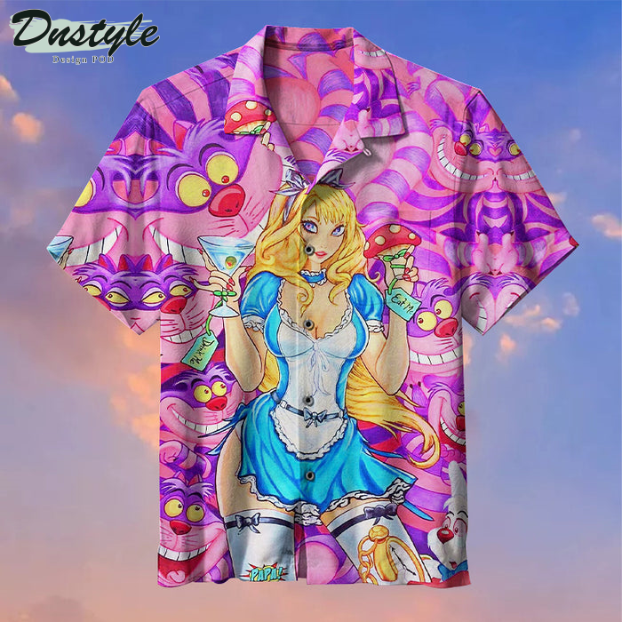 Alice in Wonderland With Cheshire Cat Hawaiian Shirt