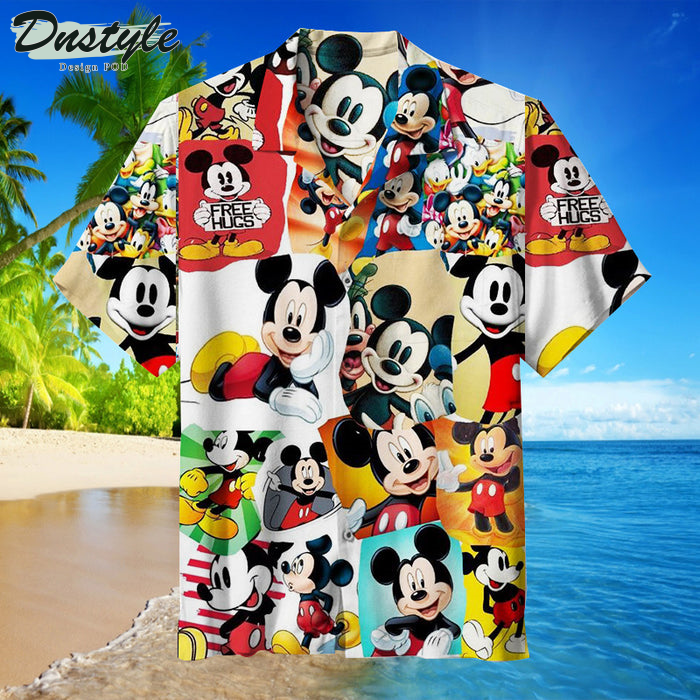 Mickey Mouse Collage Art Free Hugs Comic Hawaiian Shirt