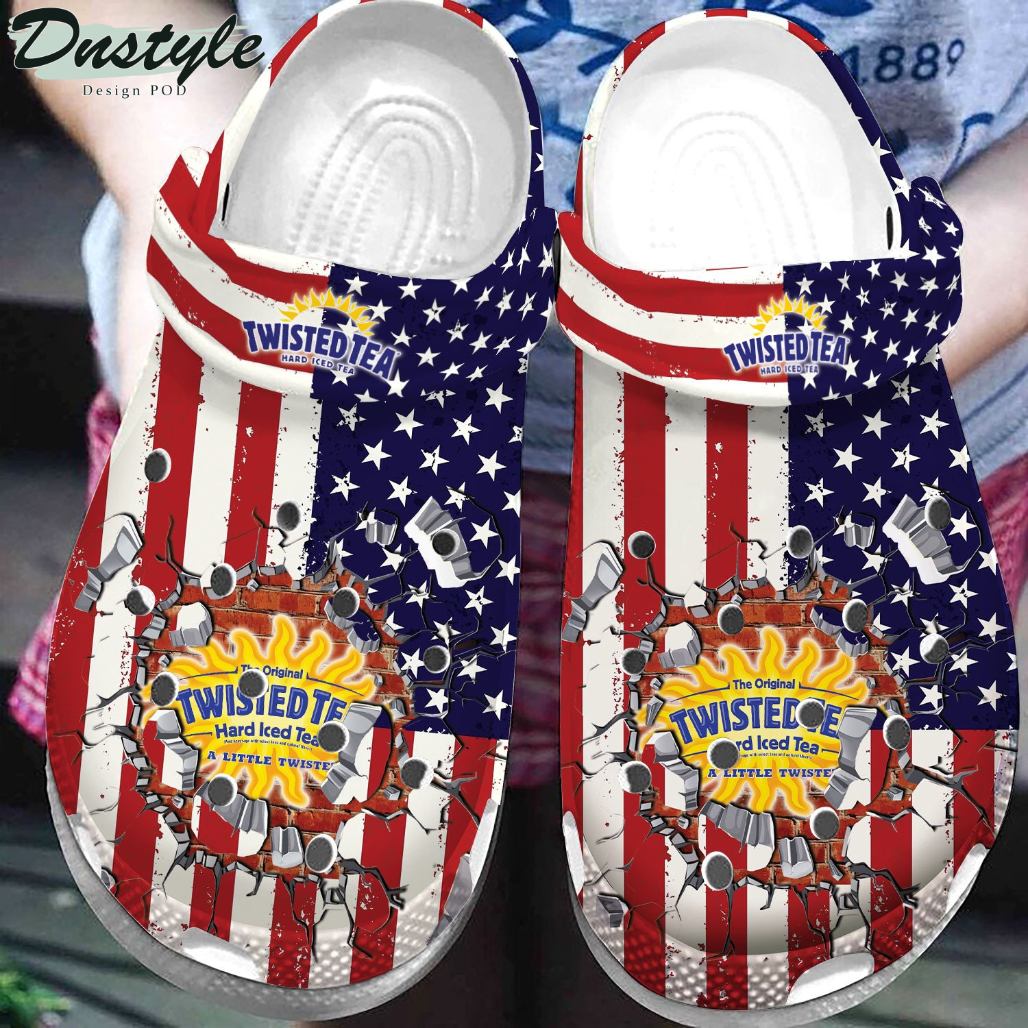 Funny Twisted Tea American Flag Clog Crocs Shoes
