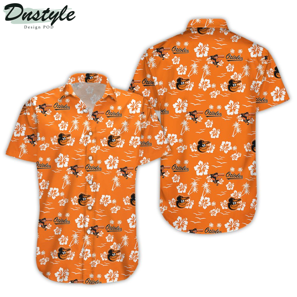 Baltimore Orioles Orange Hawaiian Shirt Beach Shorts