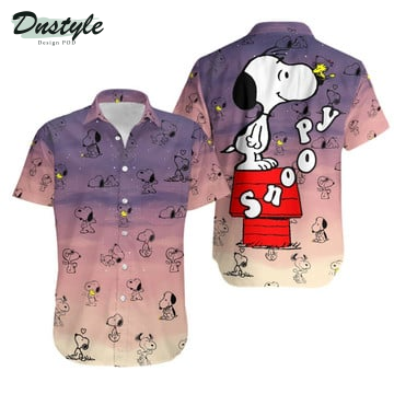 Snoopy Dog Ombre Starry Sky Hawaiian Shirt