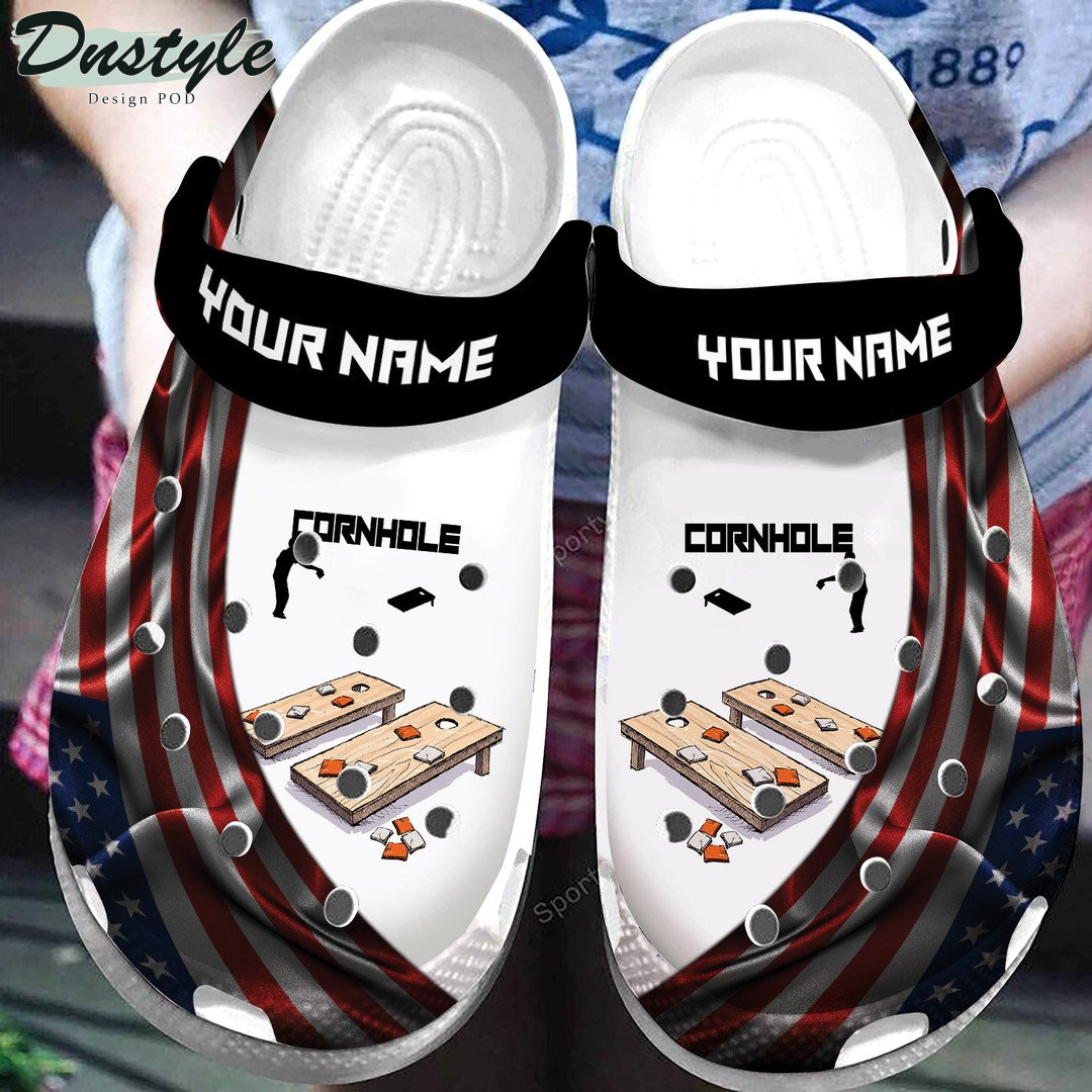 Cornhole Flag Custom Name Clog Crocs Shoes
