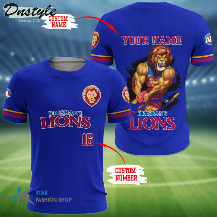 Brisbane Lions Custom Name 3D Hoodie Tshirt