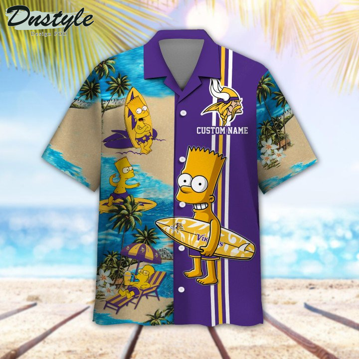 Minnesota Vikings Simpsons Custom Name Hawaiian Shirt And Short
