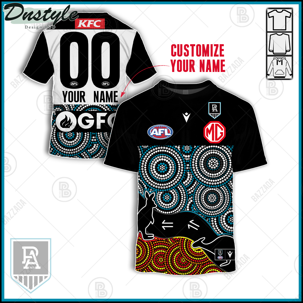 Port Adelaide FC 2021 Indigenous Vintage Custom Hoodie Tshirt