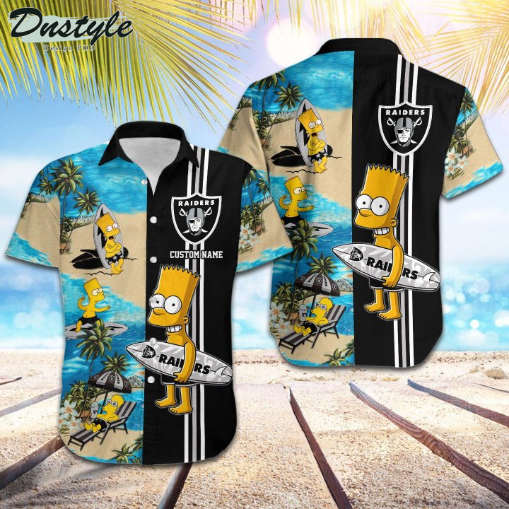 Las Vegas Raiders Simpsons Custom Name Hawaiian Shirt And Short