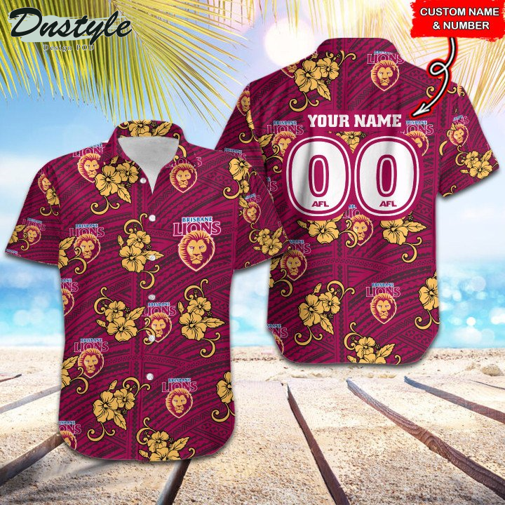 Personalized AFL Brisbane Lions Tribal Hawaiian Shirt
