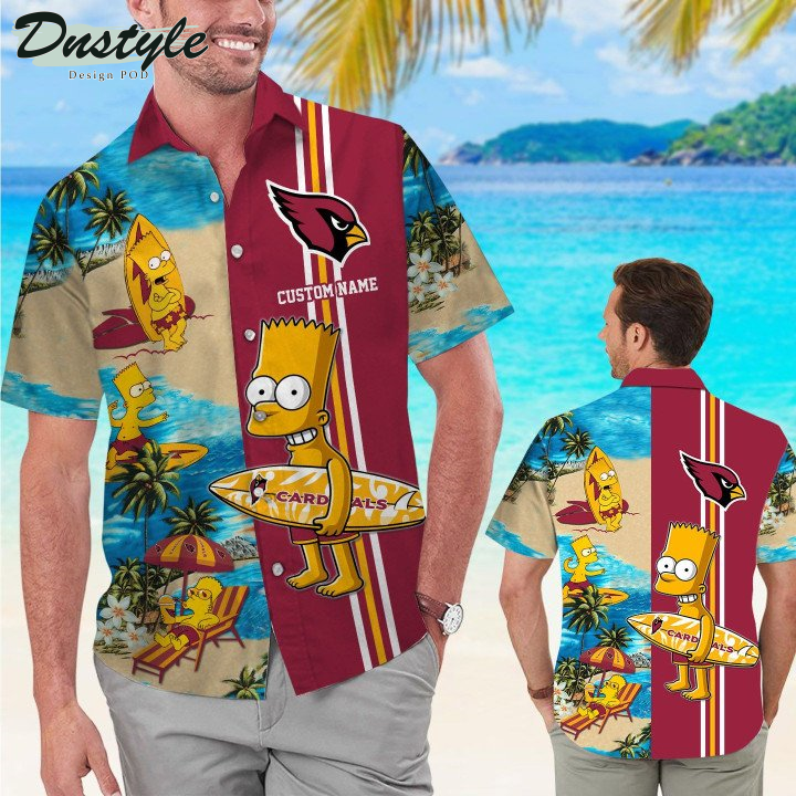 Arizona Cardinals Simpsons Custom Name Hawaiian Shirt And Short
