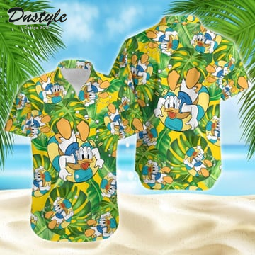 Chilling Donald Duck Disney Tropical Leaves Hawaiian Shirt