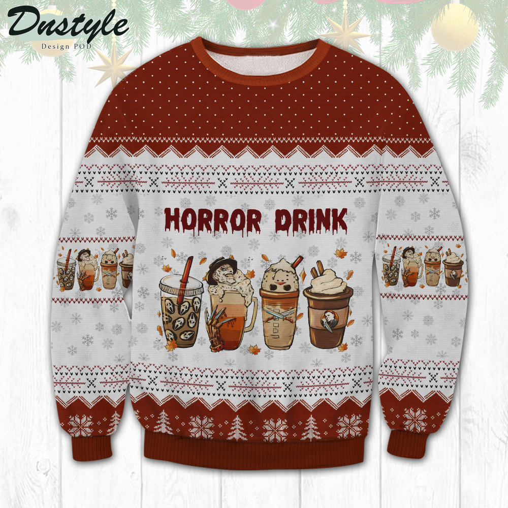 Horror Drink Ugly Christmas Sweater