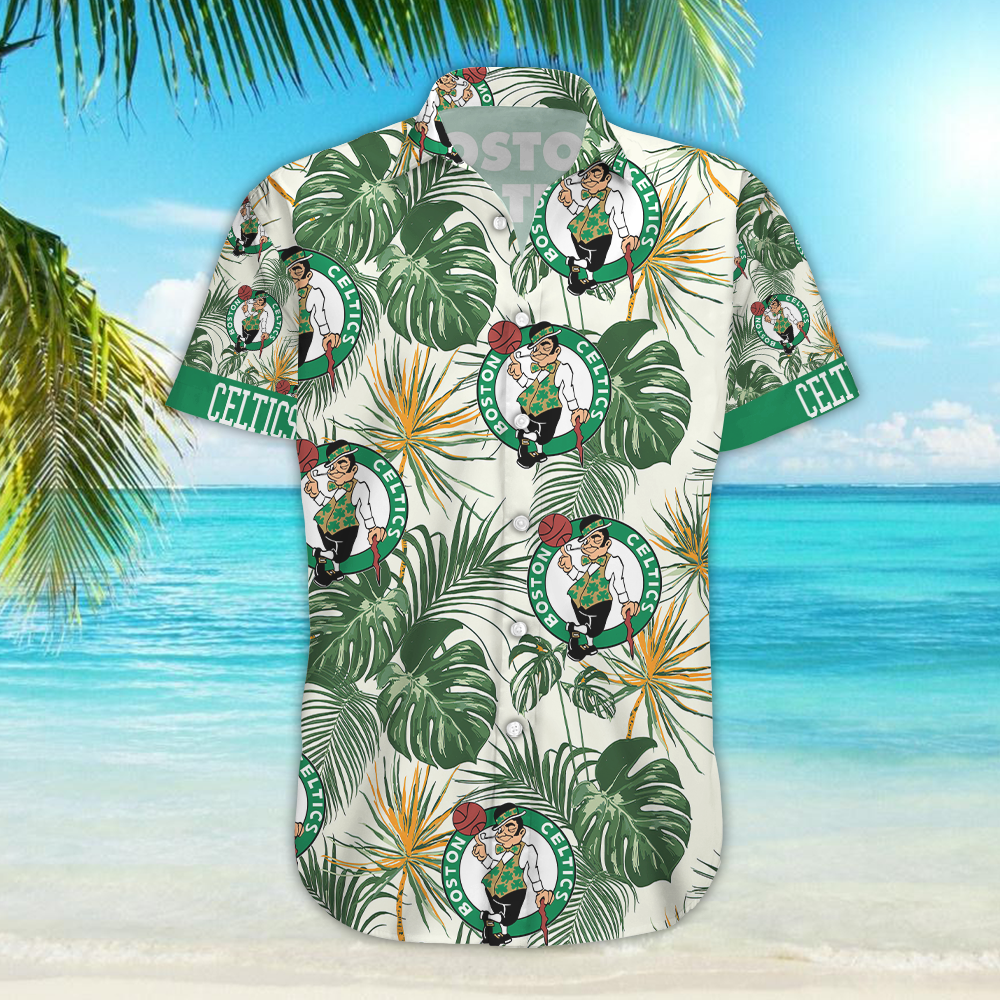 Boston Celtics Tropical Flower Hawaiian Shirt Beach Shorts