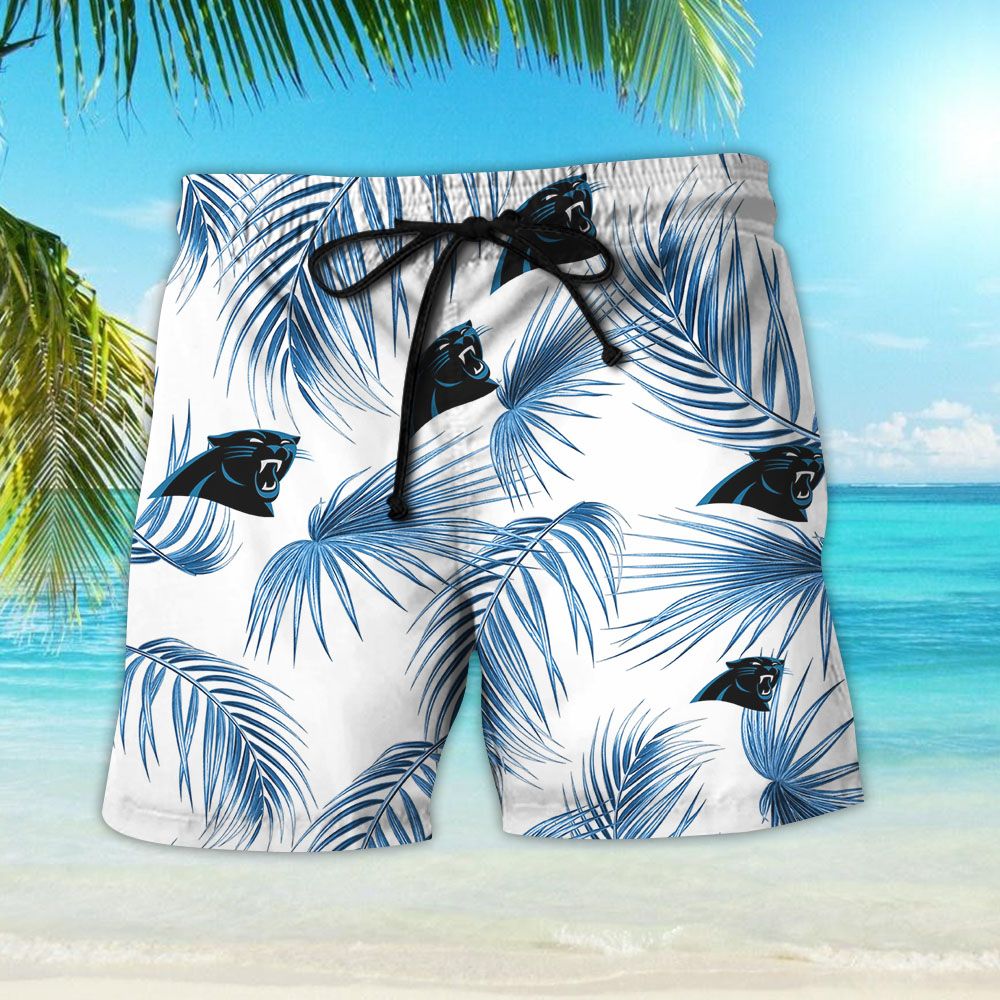 Carolina Panthers Flower Hawaiian Shirt Beach Shorts