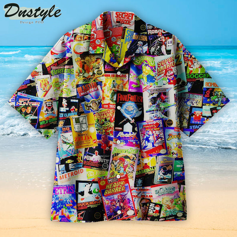 8 Bit Armageddon Retro Video Game Puzzle for Adults and Kids Hawaiian Shirt