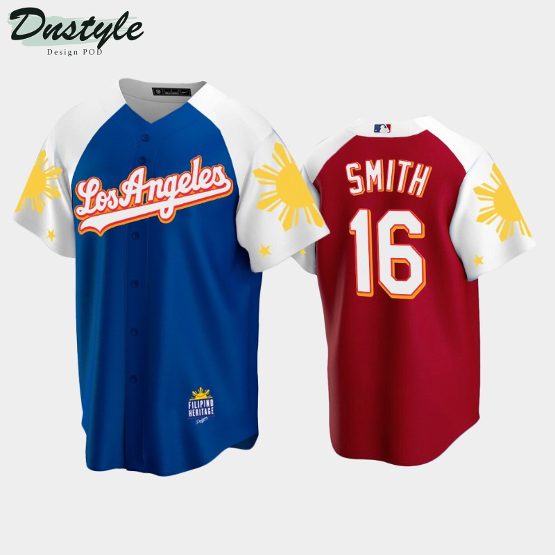 Los Angeles Dodgers Will Smith #16 2022 Royal Red Filipino Heritage Night Jersey