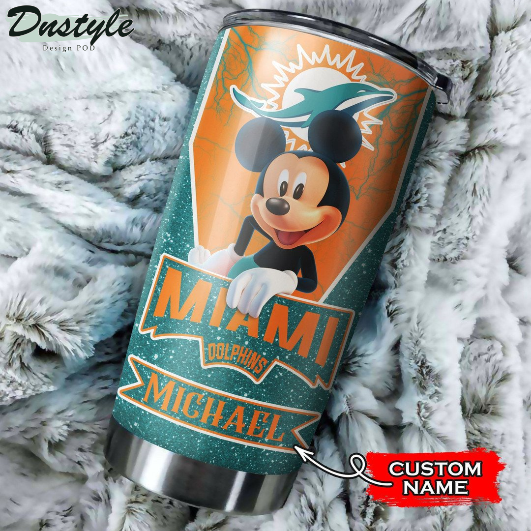 Personalized Miami Dolphins Mickey Mouse Tumbler