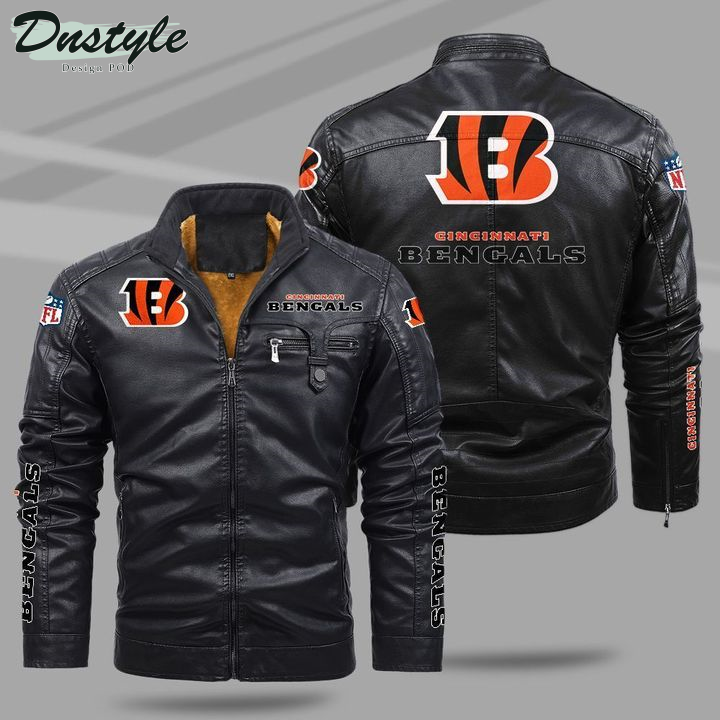 Cincinnati Bengals Fleece Leather Jacket