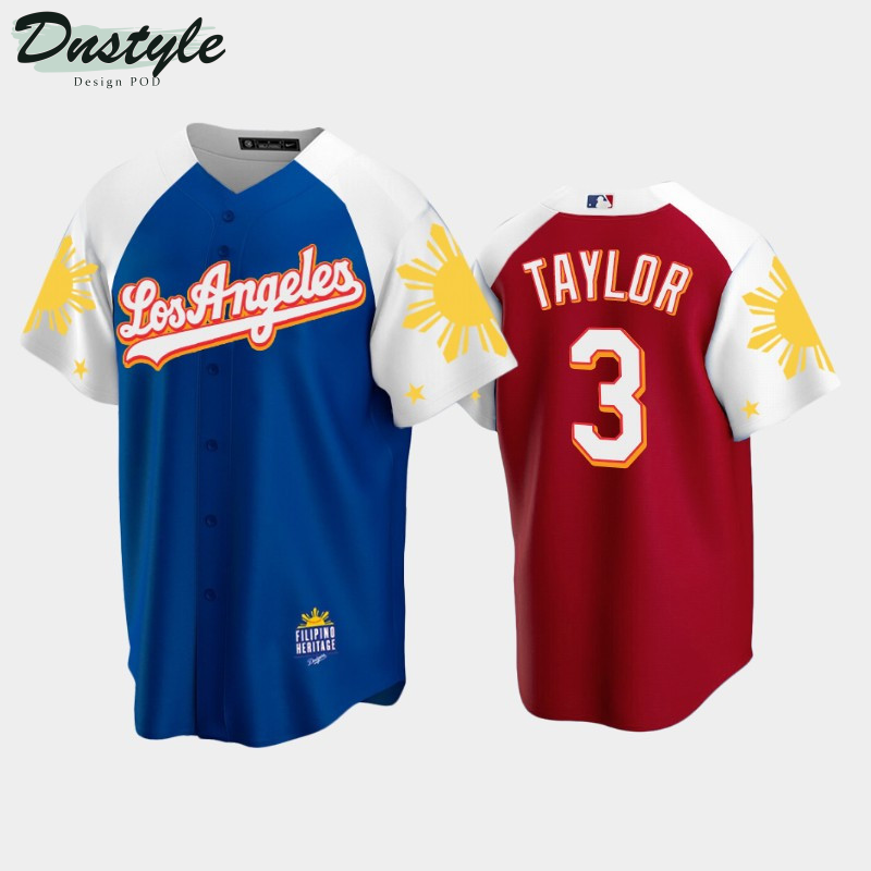 Los Angeles Dodgers Chris Taylor #3 2022 Royal Red Filipino Heritage Night Jersey