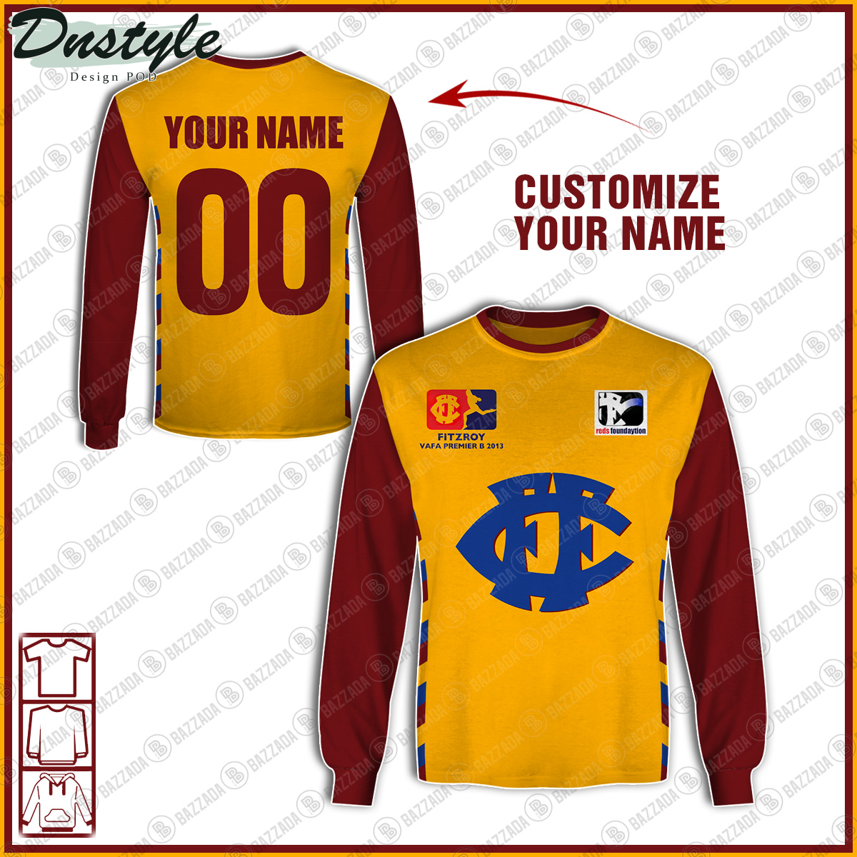 Fitzroy Lions FC 2012 Vintage Custom Hoodie Tshirt