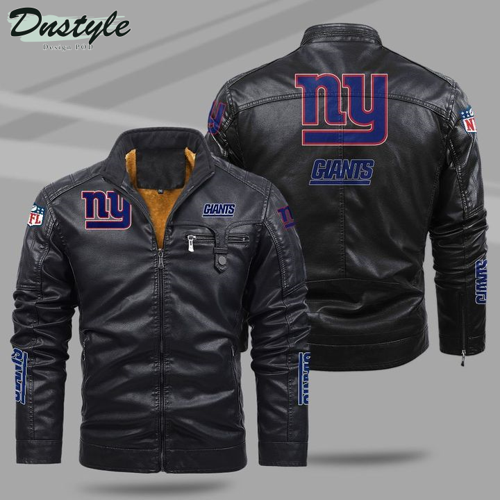 New York Giants Fleece Leather Jacket