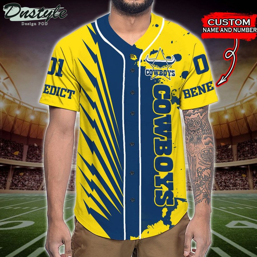 Personalized North Queensland Cowboys NRL Mascot Baseball Jersey