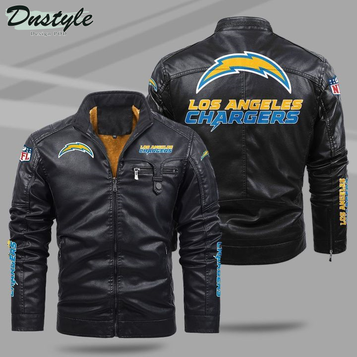 Los Angeles Chargers Fleece Leather Jacket