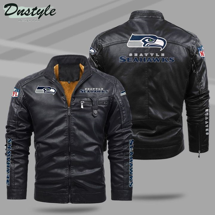 Seattle Seahawks Fleece Leather Jacket