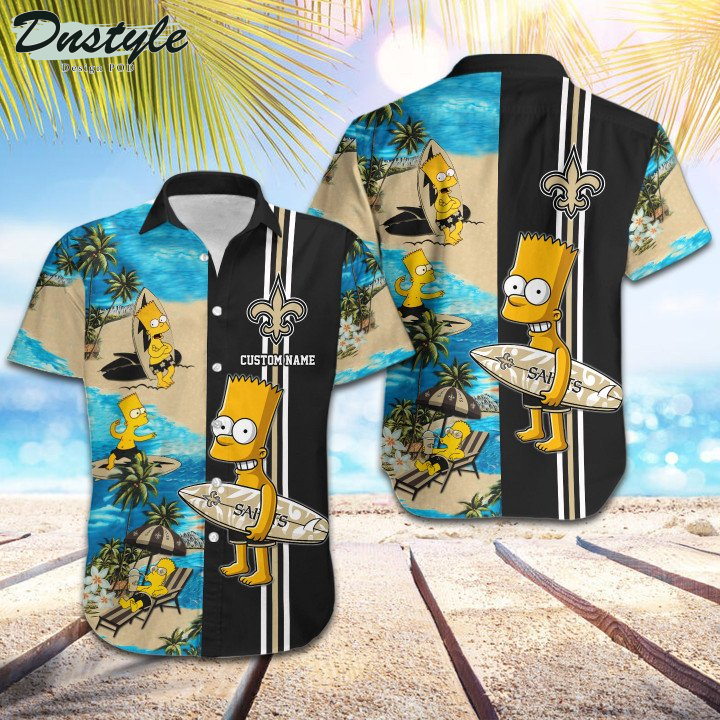 New Orleans Saints Simpsons Custom Name Hawaiian Shirt And Short