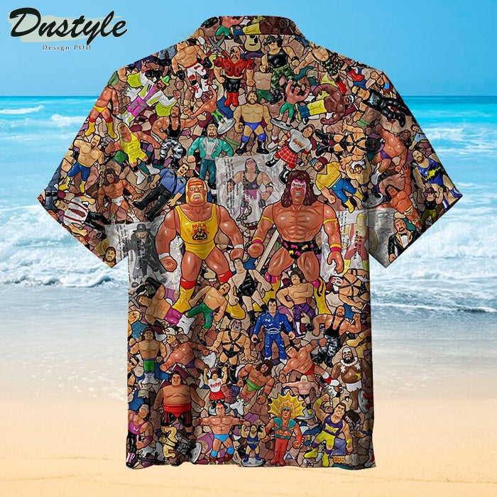 Wrestling Character Collage Art 3D Hawaiian Shirt And Short