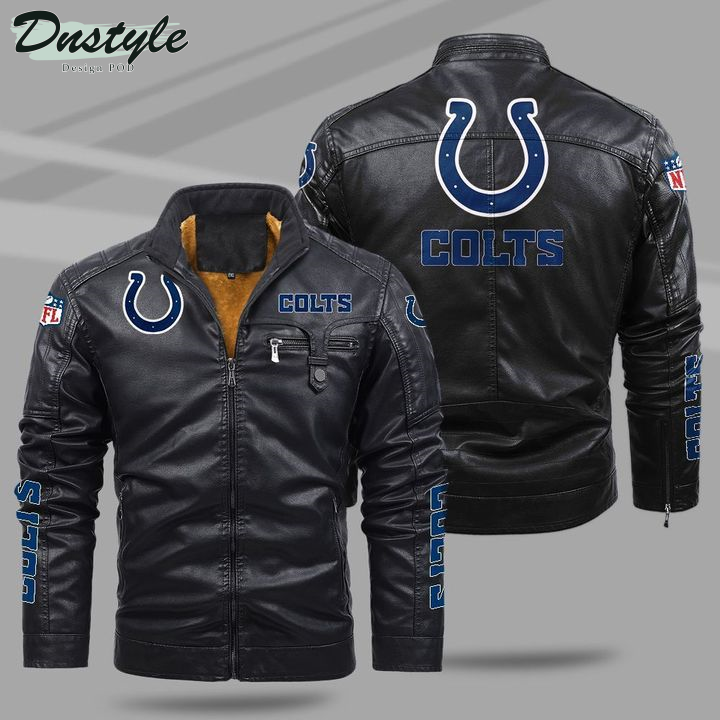 Indianapolis Colts Fleece Leather Jacket