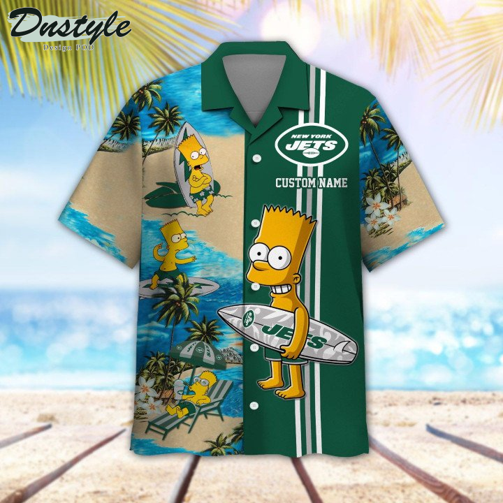 New York Jets Simpsons Custom Name Hawaiian Shirt And Short