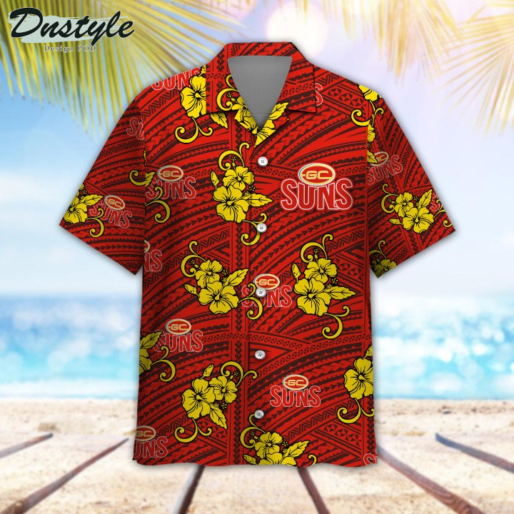 Personalized AFL Gold Coast Suns Tribal Hawaiian Shirt