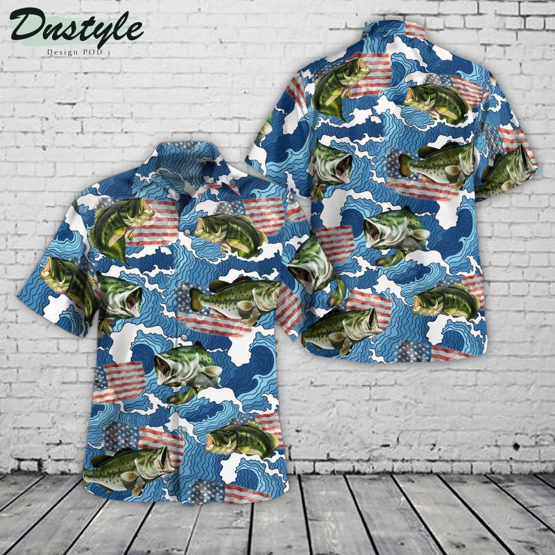 Largemouth Bass Flag Hawaiian Shirt