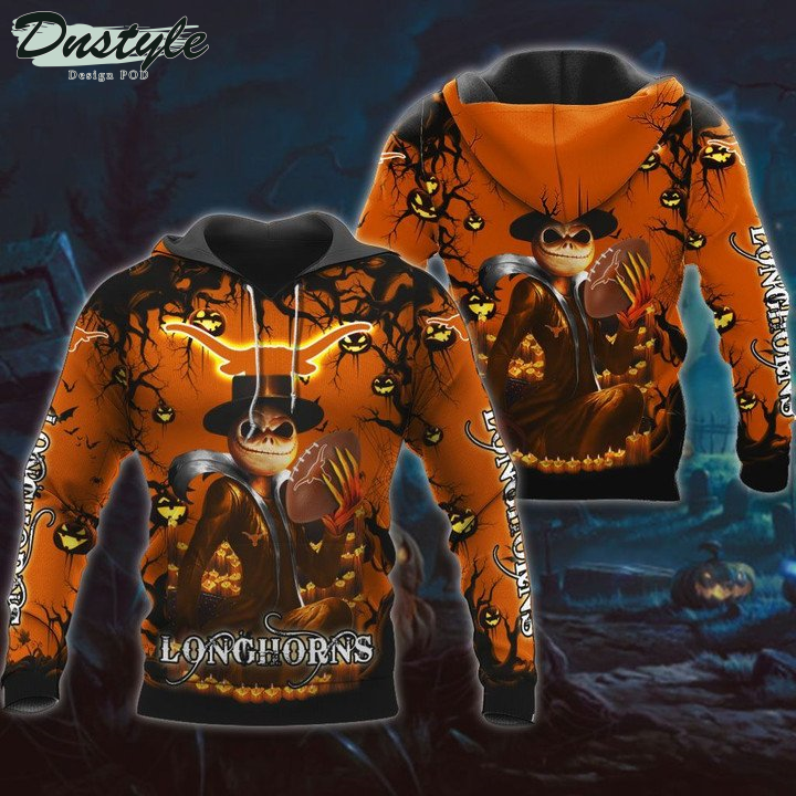 Texas Longhorns Jack Skellington Halloween 3D Hoodie Tshirt