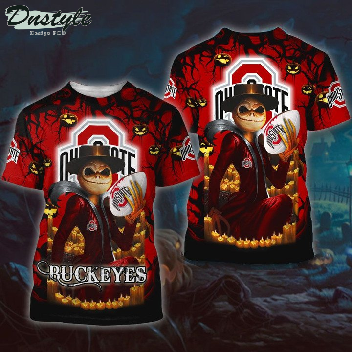 Ohio State Buckeyes Jack Skellington Halloween 3D Hoodie Tshirt