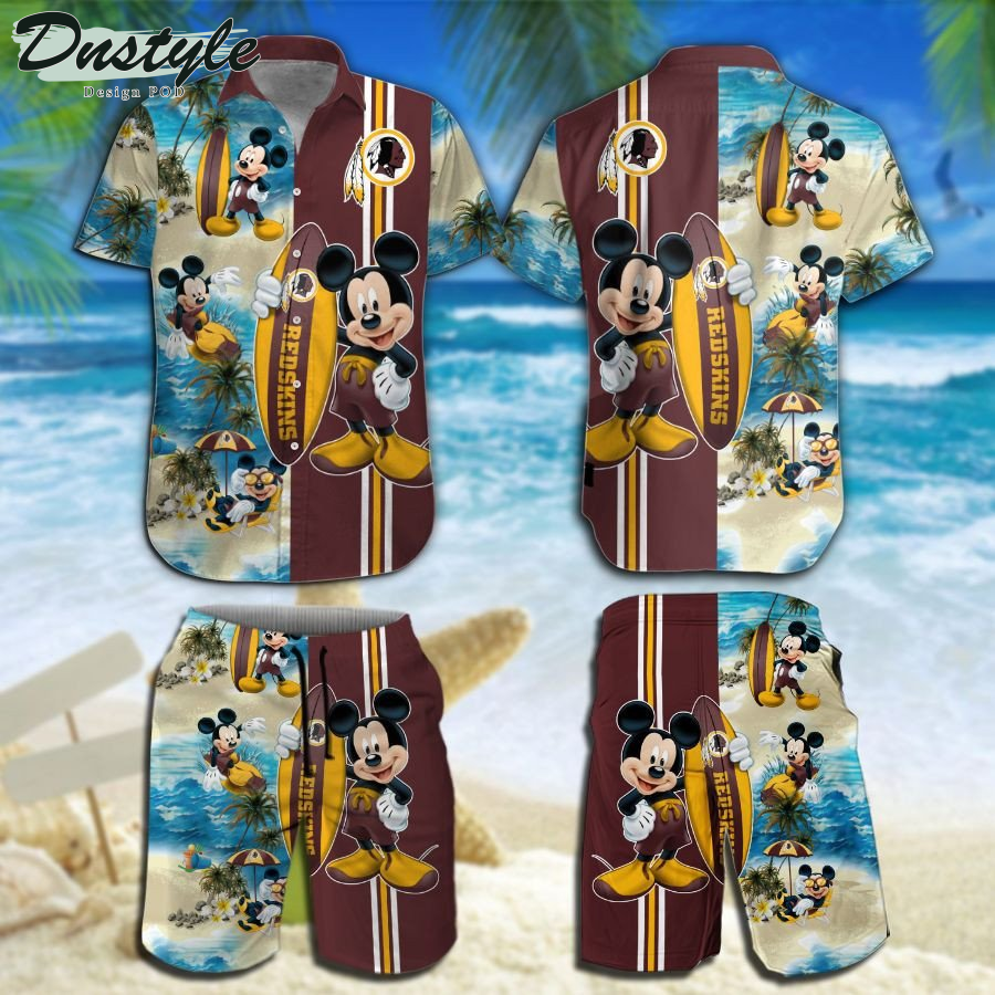 Washington Redskins Mickey Mouse Hawaiian Shirt Beach Short