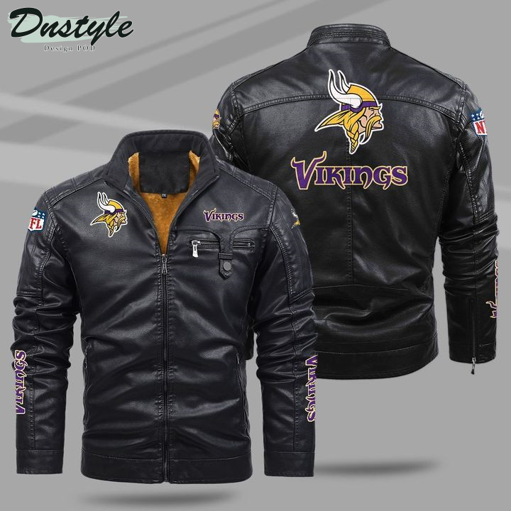 Minnesota Vikings Fleece Leather Jacket