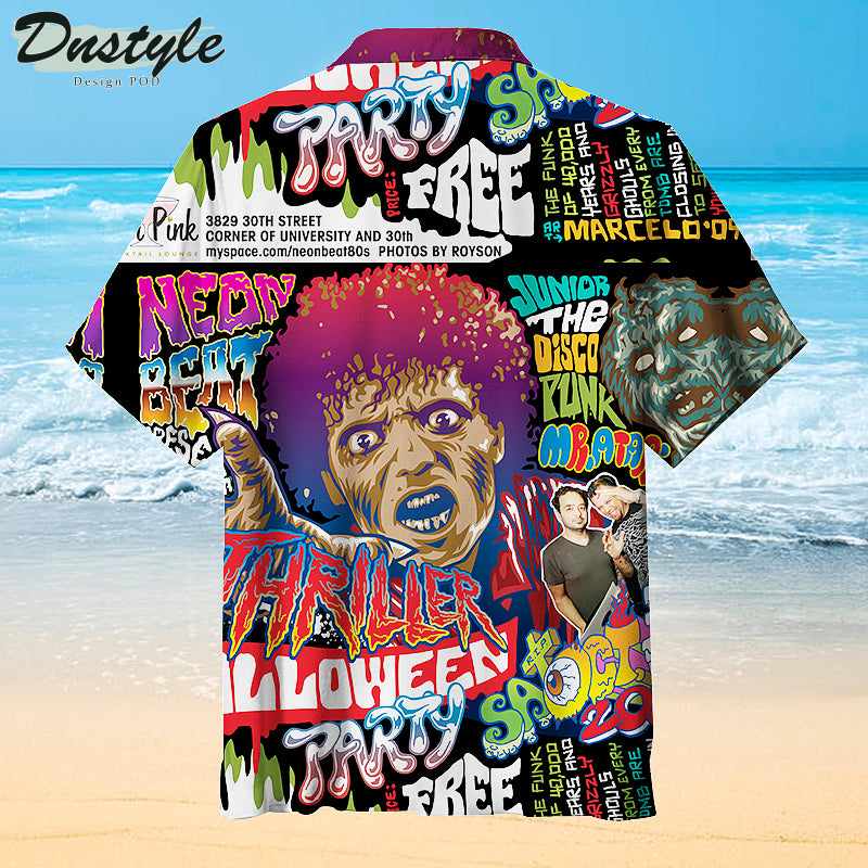 Neon Beat Thriller Halloween Hawaiian Shirt