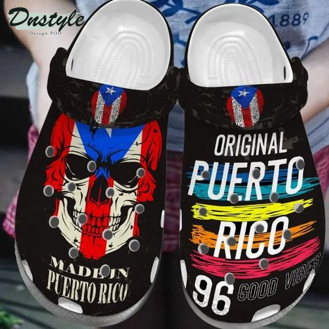 Puerto Rico Skull Original Custom Name Clog Crocs Shoes