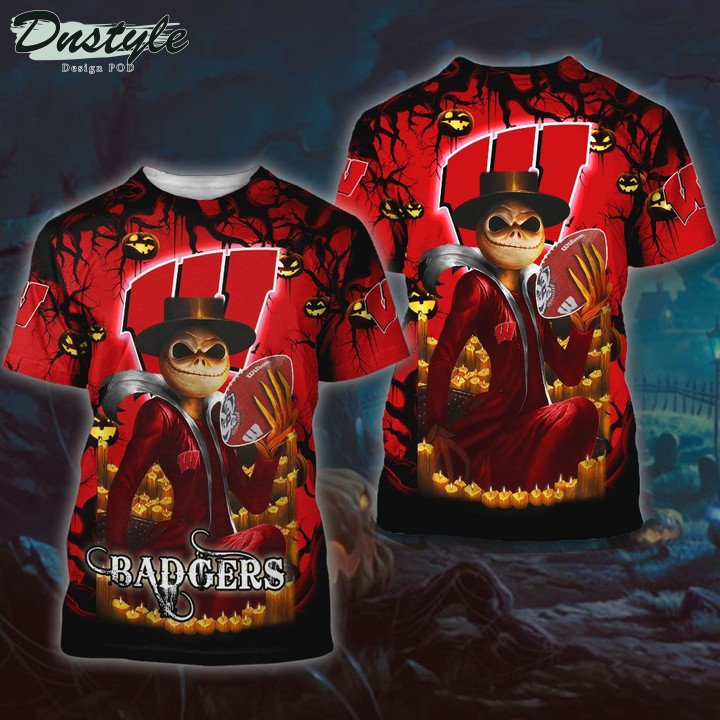 Wisconsin Badgers Jack Skellington Halloween 3D Hoodie Tshirt